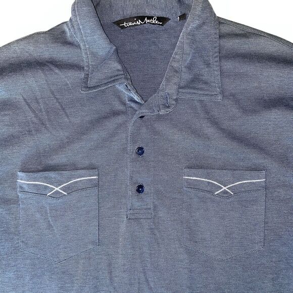 Travis Mathew Polo Shirt Mens Size Large Blue Golf Short Sleeves Pickleball - Picture 9 of 9